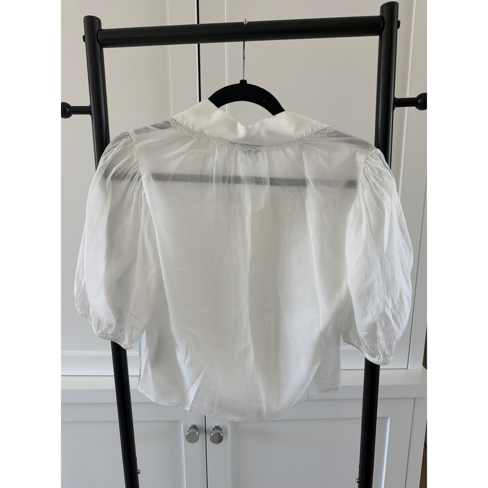 Gap Puff Sleeve Collared Top in White - Picture 4 of 4